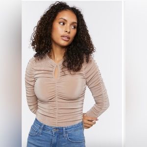 Forever 21 ruched long-sleeve Bodysuit